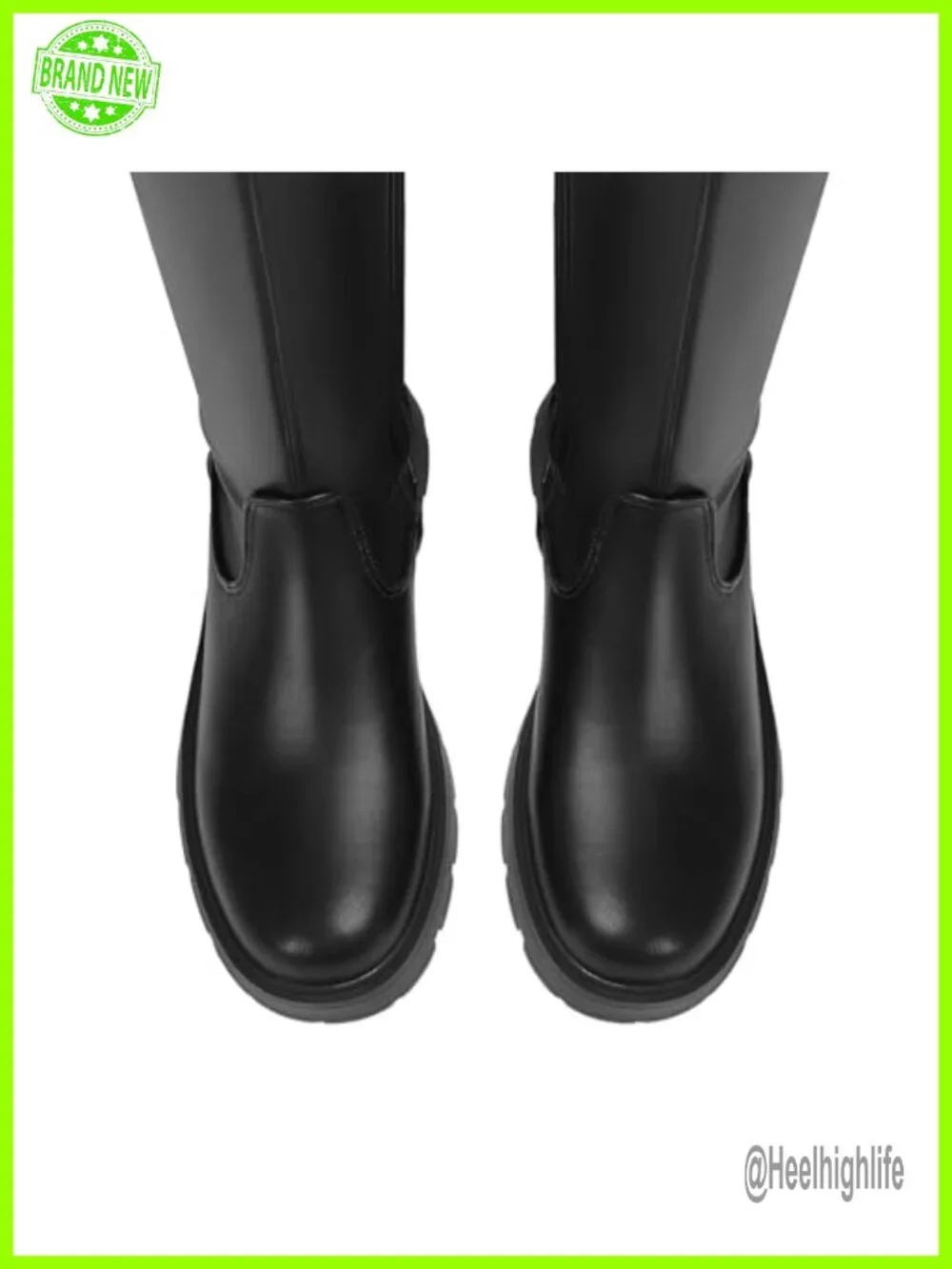 Over the Knee Chunky Heel Boots Faux Leather Stretch Thigh High Slip On